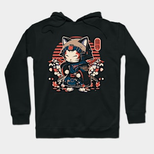 Samurai Cat Tattoo, Kawaii Ninja Cat Hoodie